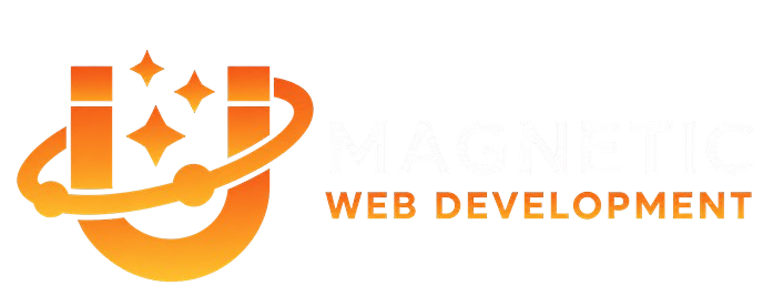 Magnetic Web Development logo with orange and gold gradient magnet icon
